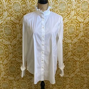 NWOT Carlisle Collection White Ruffle Button Front Blouse Shirt size 16